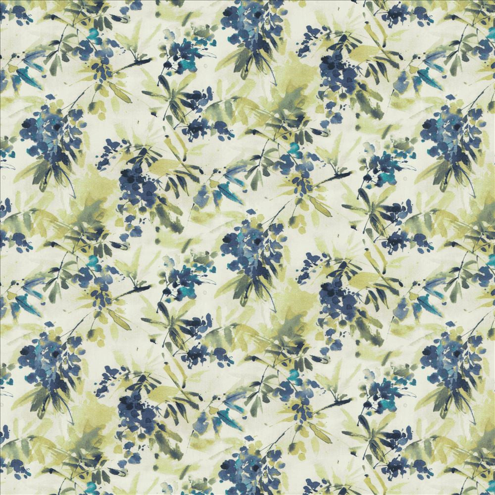 Graceful Bloom Blue  by Kasmir Designer Fabric 1453 100% Cotton
 INDIA 9,000 Wyzenbeek Double Rubs Horizontal: 27 inches and Vertical: 16 inches 54  - Swanky Fabrics -