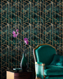 Mind The Gap Wallpaper GRAMERCY Emerald Wallpaper (WP20285)