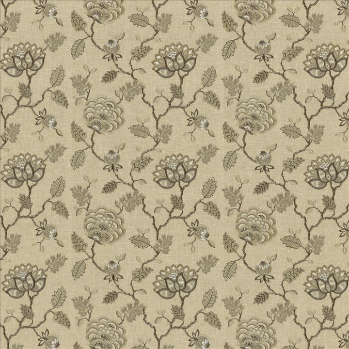 Grand Bouquet Travertine by Kasmir Designer Fabric See sample 52% Polyester
48% Cotton
 INDIA 12,000 Wyzenbeek Double Rubs </p><p>Repeat: Horizontal: 17 inches and Vertical: 12 4/8 inches 51 - Swanky Fabrics -