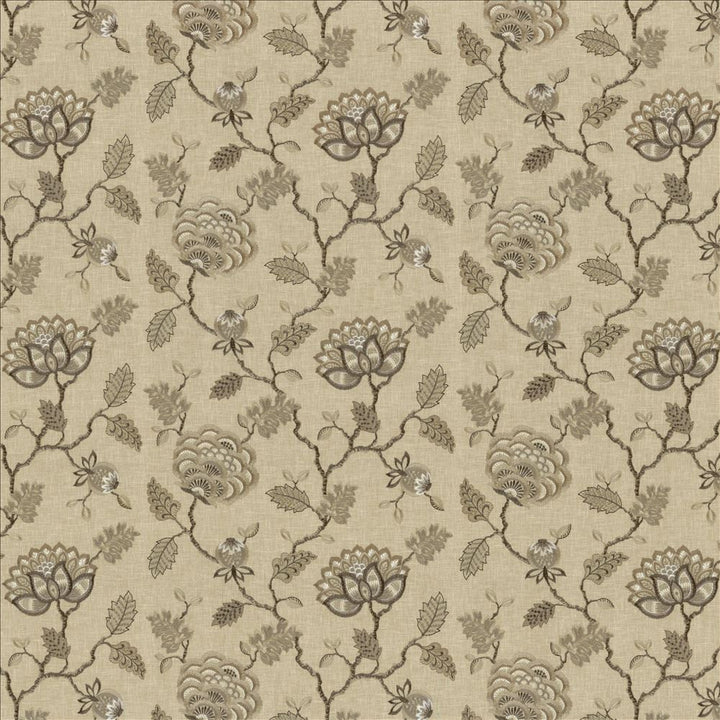 Grand Bouquet Travertine by Kasmir Designer Fabric 1462 52% Polyester
48% Cotton
 INDIA 12,000 Wyzenbeek Double Rubs </p><p>Repeat: Horizontal: 17 inches and Vertical: 12 4/8 inches 54 - Swanky Fabrics -