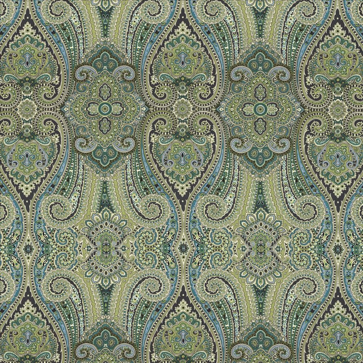 Grand Paisley Peacock  by Kasmir Designer Fabric 5082 100% Cotton
 CHINA 51,000 Wyzenbeek Double Rubs Horizontal: 13 4/8 inches and Vertical: 25 2/8 inches 54  - Swanky Fabrics -