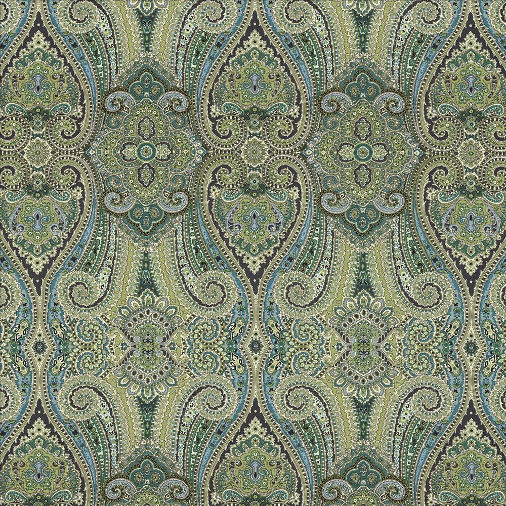 Grand Paisley Peacock by Kasmir Designer Fabric See sample 100% Cotton
 CHINA 51,000 Wyzenbeek Double Rubs </p><p>Repeat: Horizontal: 13 4/8 inches and Vertical: 25 2/8 inches 54 - Swanky Fabrics -