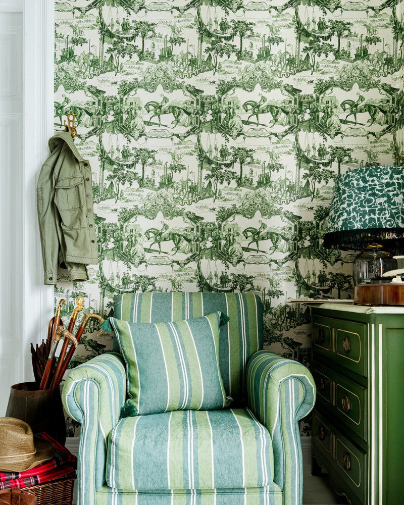 Grand Prix Green Wallpaper by Mind the Gap Designer Wallpaper THE WALLPAPER COMPENDIUM 2 Satin Matte Made in Europe Paste the wall 3 rolls x 20.5 x 3.25 yards - Swanky Fabrics -