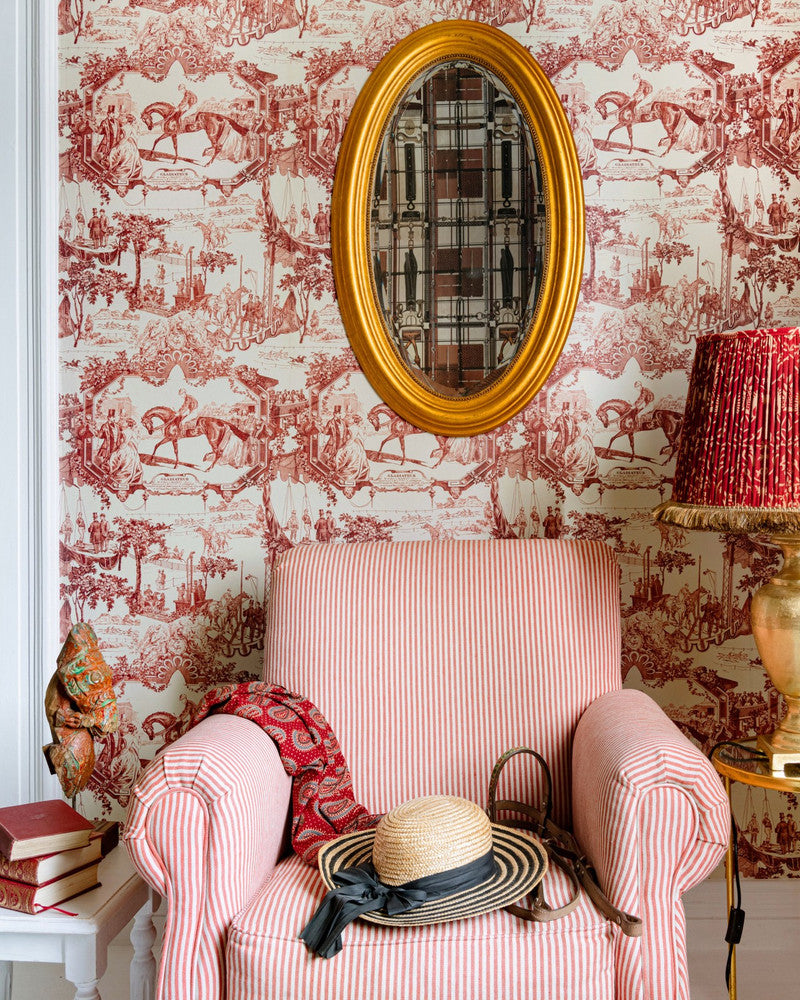 Grand Prix Smokey Red Wallpaper by Mind the Gap Designer Wallpaper THE WALLPAPER COMPENDIUM 2 Satin Matte Made in Europe Paste the wall 3 rolls x 20.5 x 3.25 yards - Swanky Fabrics -