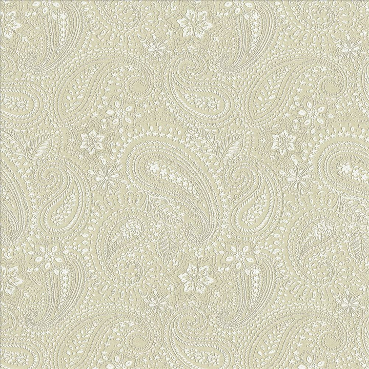 Graphic Paisley White by Kasmir Designer Fabric See sample 90% Cotton
10% Polyester
 FRANCE 24,000 Martindale Cycles </p><p>Repeat: Horizontal: 17 7/8 inches and Vertical: 24 inches 61 - Swanky Fabrics -