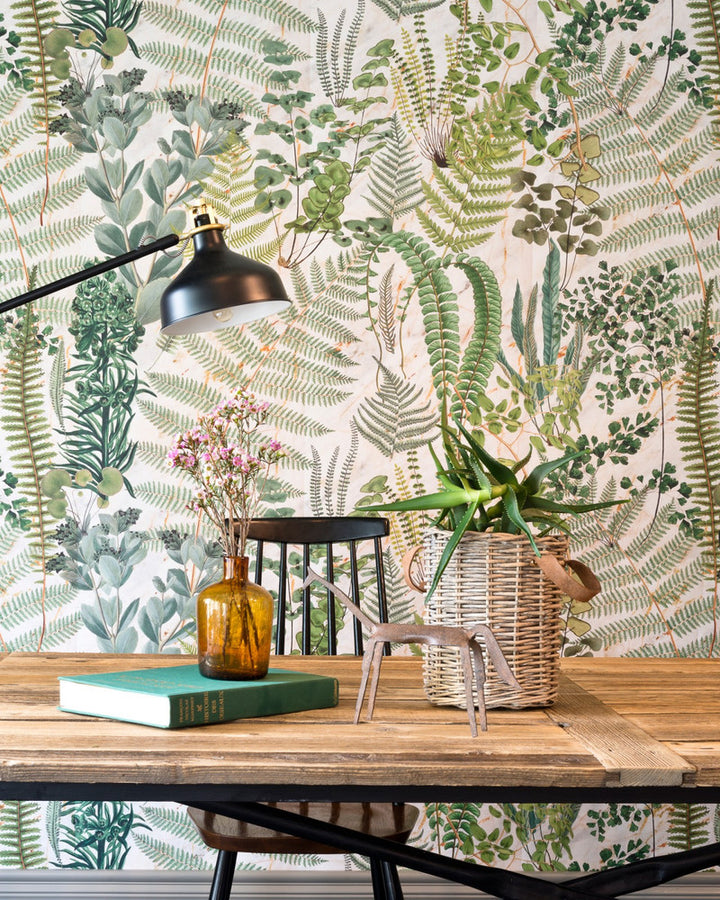 Green Sanctuary Wallpaper by Mind the Gap Designer Wallpaper THE WALLPAPER COLLECTABLES Textured Matte Made in Europe Paste the wall 3 rolls x 20.5 x 3.25 yards - Swanky Fabrics -