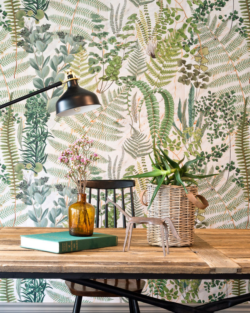 Green Sanctuary Wallpaper by Mind the Gap Designer Wallpaper THE WALLPAPER COLLECTABLES Textured Matte Made in Europe Paste the wall 3 rolls x 20.5 x 3.25 yards - Swanky Fabrics -