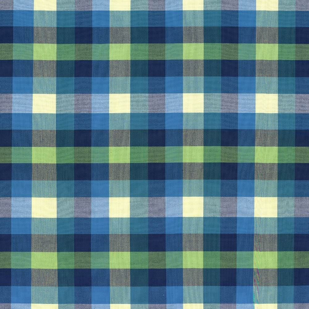 Grimaldi Check Mediterranean by Kasmir Designer Fabric 5073 100% Cotton
 INDIA </p><p>Repeat: Horizontal: 6 6/8 inches and Vertical: 13 4/8 inches 54 - Swanky Fabrics -