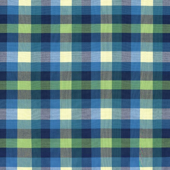 Grimaldi Check Mediterranean by Kasmir Designer Fabric 5073 100% Cotton
 INDIA </p><p>Repeat: Horizontal: 6 6/8 inches and Vertical: 13 4/8 inches 54 - Swanky Fabrics -