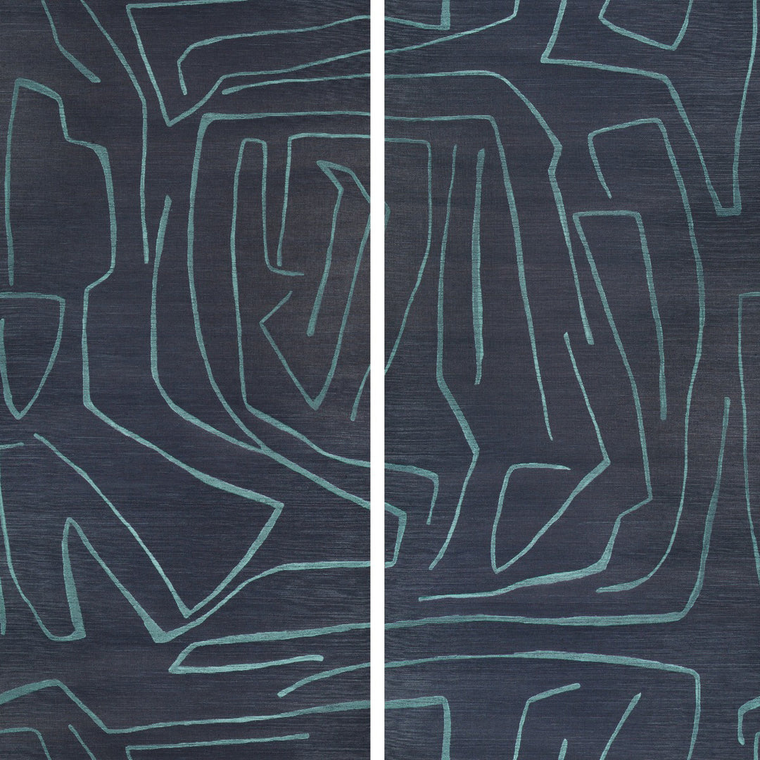 Maia Flock Wc - Sapphire GWP-3768.505.0 by Lee Jofa Designer Wallcovering