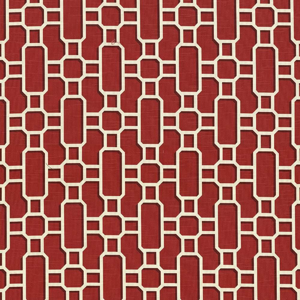 Hakkasan Fret Rouge  by Kasmir Designer Fabric 5071 100% Cotton
 USA 15,000 Wyzenbeek Double Rubs Horizontal: 9 inches and Vertical: 12 5/8 inches 54  - Swanky Fabrics -