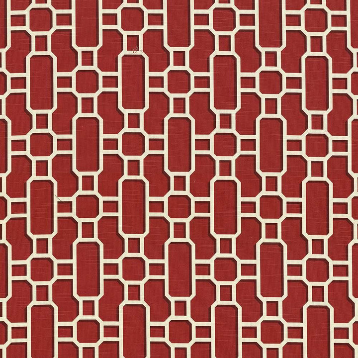 Hakkasan Fret Rouge by Kasmir Designer Fabric See sample 100% Cotton
 USA 15,000 Wyzenbeek Double Rubs </p><p>Repeat: Horizontal: 9 inches and Vertical: 12 5/8 inches 54 - Swanky Fabrics -
