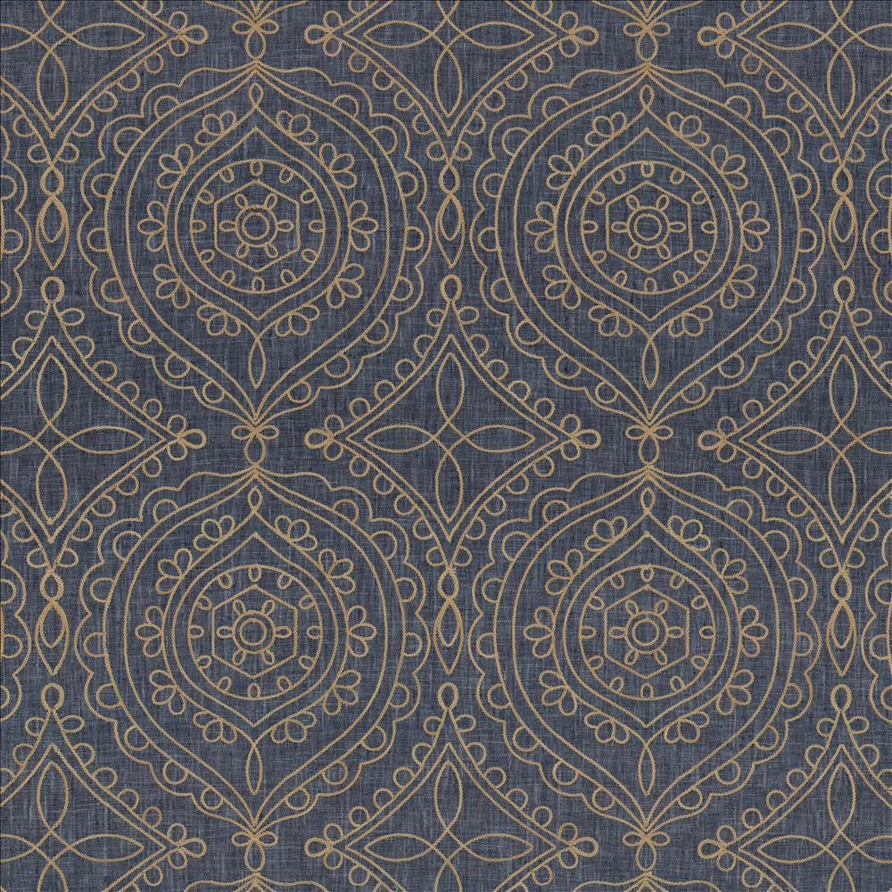 Halyard Indigo by Kasmir Designer Fabric 5156 100% Polyester
 INDIA </p><p>Repeat: Horizontal: 13 inches and Vertical: 15 5/8 inches 54 - Swanky Fabrics -