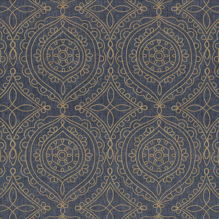 Halyard Indigo by Kasmir Designer Fabric 5156 100% Polyester
 INDIA </p><p>Repeat: Horizontal: 13 inches and Vertical: 15 5/8 inches 54 - Swanky Fabrics -