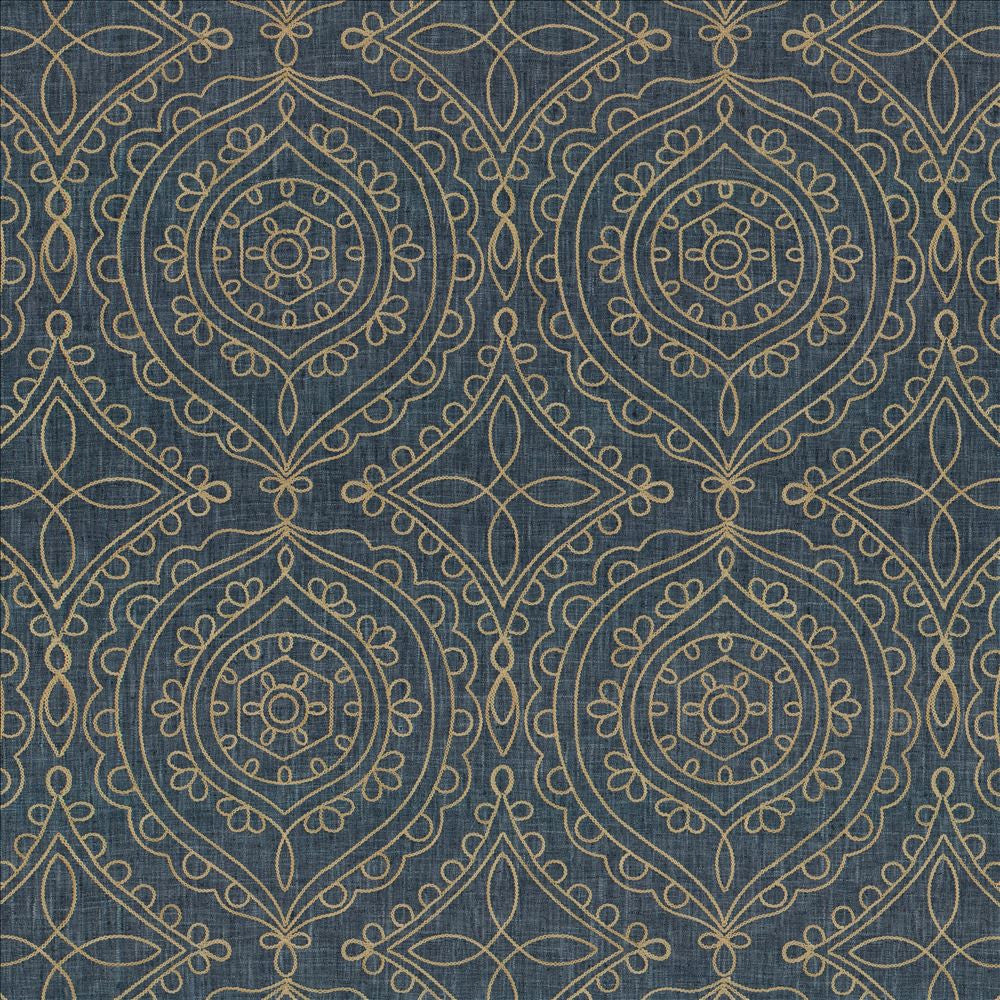 Halyard Indigo by Kasmir Designer Fabric 5156 100% Polyester INDIA 12,000 Wyzenbeek Double Rubs Horizontal: 13 inches and Vertical: 15 5/8 inches 54 - Swanky Fabrics -