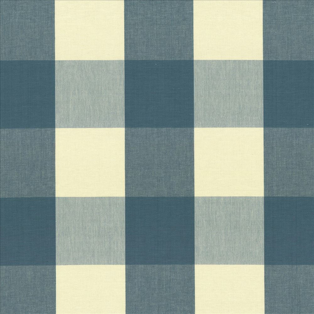 Hampton Check Teal by Kasmir Designer Fabric 5089 100% Cotton INDIA 6,000 Wyzenbeek Double Rubs Horizontal: 8 inches and Vertical: 8 inches 54 - Swanky Fabrics -