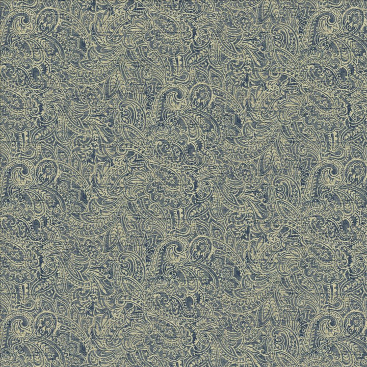 Headdress Denim by Kasmir Designer Fabric 5143 100% Polyester CHINA 51,000 Wyzenbeek Double Rubs Horizontal: 29 inches and Vertical: 14 4/8 inches 54 - Swanky Fabrics -