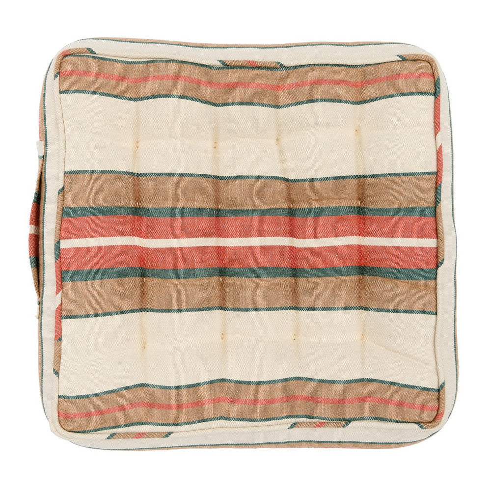 Mind The Gap Pillows HERINA STRIPE Linen Chair Cushion (AC00023) | AC00023 | TRANSYLVANIAN ROOTS | 15,75 x 15,7 x 3,5 in | Brown, Green, White | Fabric Carolina | https://www.fabriccarolina.com/