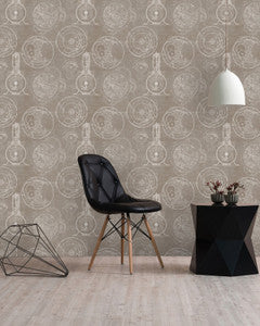 Mind The Gap Wallpaper HORLOGERIE Taupe Premium Wallpaper (WP20042)