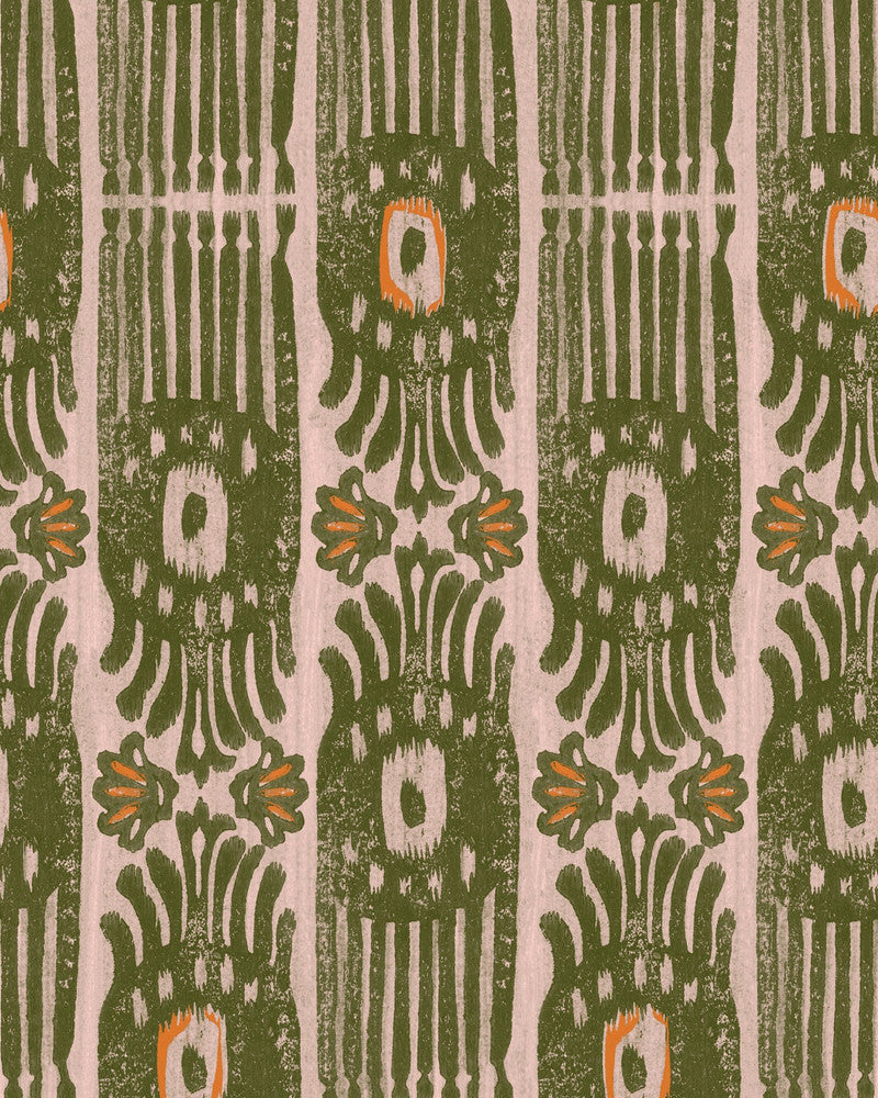 Ikat Notting Hill Wallpaper by Mind the Gap Designer Wallpaper MINNIE KEMP X MINDTHEGAP Non-woven Made in Europe Paste the wall 1 roll x 20.47 x 9.8 yards - Swanky Fabrics -