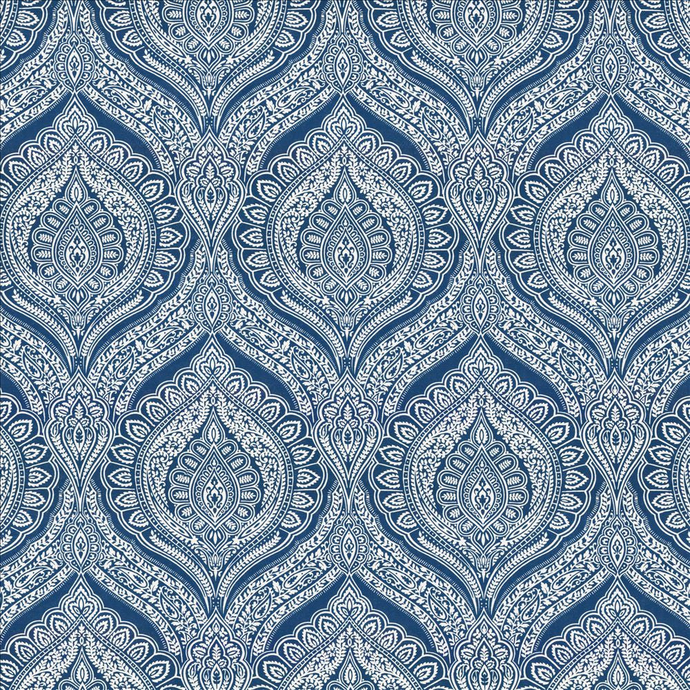 Impromptu Cobalt by Kasmir Designer Fabric 5115 100% Cotton SPAIN 100,000 Wyzenbeek Double Rubs Horizontal: 13 4/8 inches and Vertical: 27 inches 54 - 55 - Swanky Fabrics -