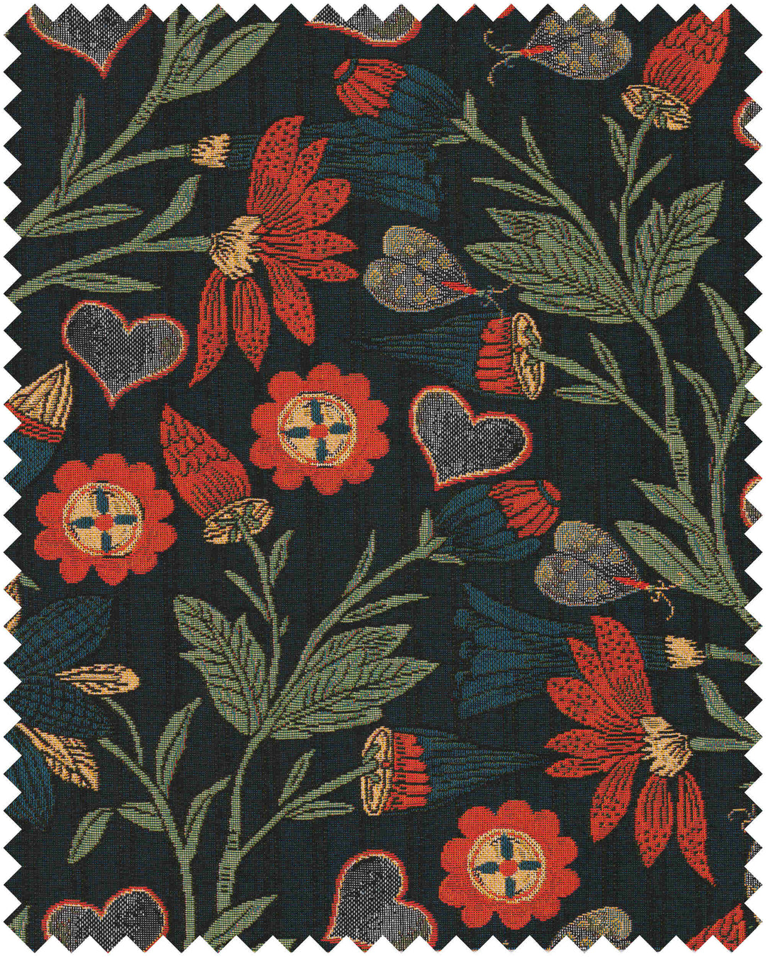 INFLORESCENCE Woven Fabric (FB00194) by Mind The Gap | FB00194 | TRANSYLVANIAN RHAPSODY | Taupe, Blue, Red | Meter | 145(±5%)x100 | (W)37.5 x (L)41.5cm / (W)14.7 x (L)16.3 in | Tumble Wash | 10% Acrylic, 74% Cotton, Other Fibers | Fabric Carolina | https://www.fabriccarolina.com/