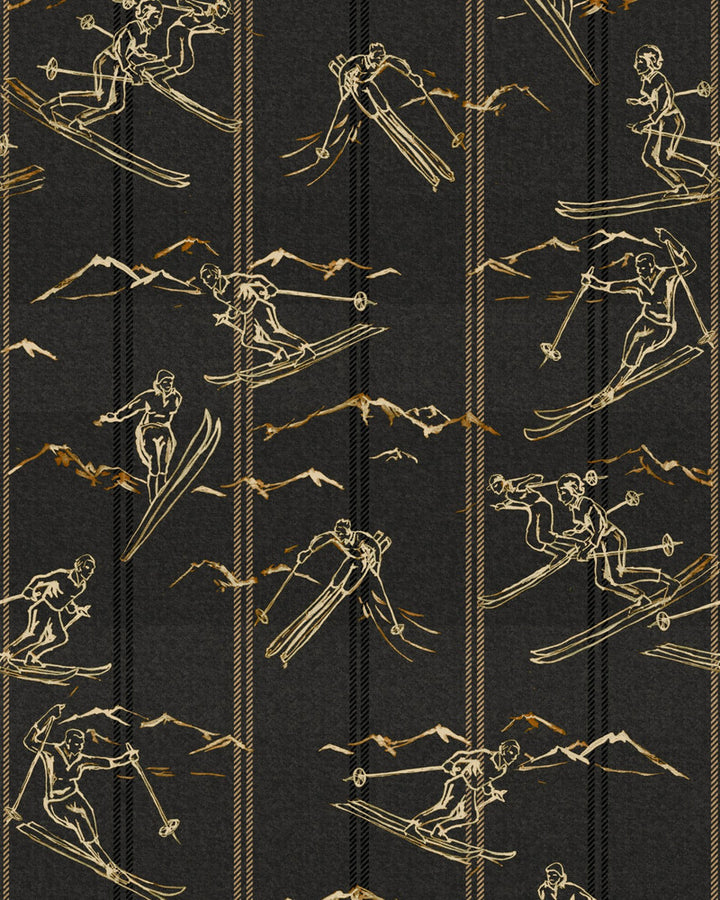 Ischgl Peat Wallpaper by Mind the Gap Designer Wallpaper TYROL APRES-SKI HOME COLLECTION Satin Matte Made in Europe Paste the wall 1 roll x 20.5 x 10.9 yards - Swanky Fabrics -