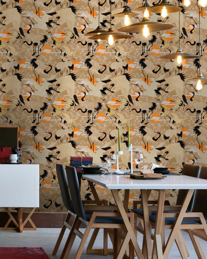 Birds Of Happiness Wallpaper by Mind the Gap Designer Wallpaper THE WALLPAPER COLLECTABLES Textured Matte Made in Europe Paste the wall 3 rolls x 20.5 x 3.25 yards - Swanky Fabrics -