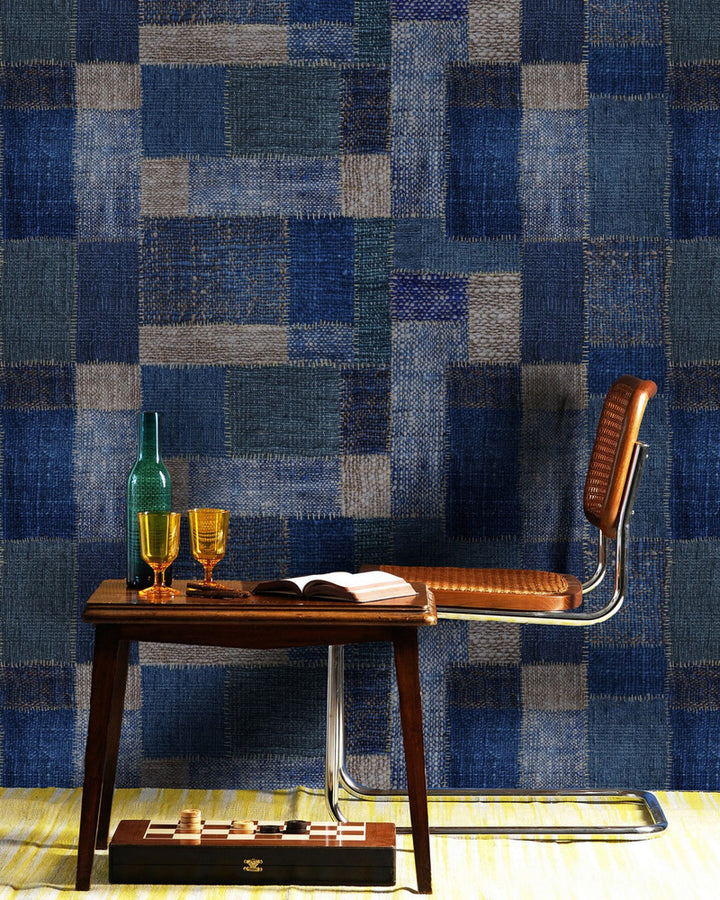Mind The Gap Wallpaper JUTE Wallpaper (WP20206) | WP20206 | PREMIUM DESIGNER WALLPAPER COLLECTION | 3 rolls x 20.5 x 118.1 in | 0.52m / 20.5in | 3m / 118in | 4.65mp | 70cm / 27.6in | Blue, Grey | Non-woven | Paste the wall | 3-rolls in a box | Fabric Carolina | https://www.fabriccarolina.com/