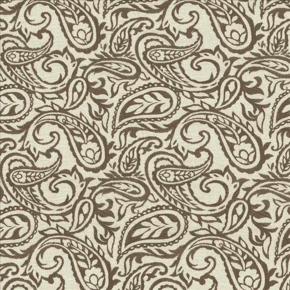 Kahala Paisley Earth by Kasmir Designer Fabric 1450 52% Linen 48% Cotton INDIA Not Tested Horizontal: 17 inches and Vertical: 14 7/8 inches 54 - Swanky Fabrics -