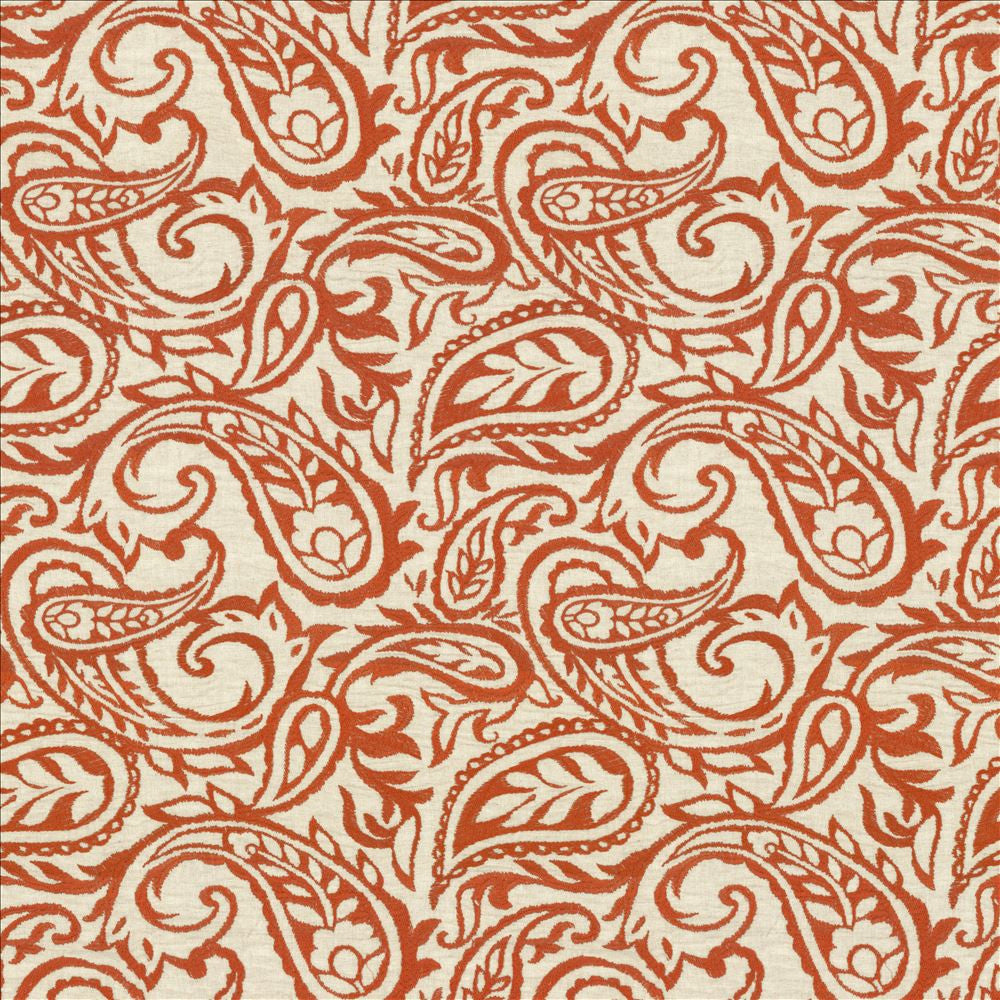 Kahala Paisley Paprika  by Kasmir Designer Fabric 1450 52% Linen
48% Cotton
 INDIA Not Tested Horizontal: 17 inches and Vertical: 14 7/8 inches 51  - Swanky Fabrics -