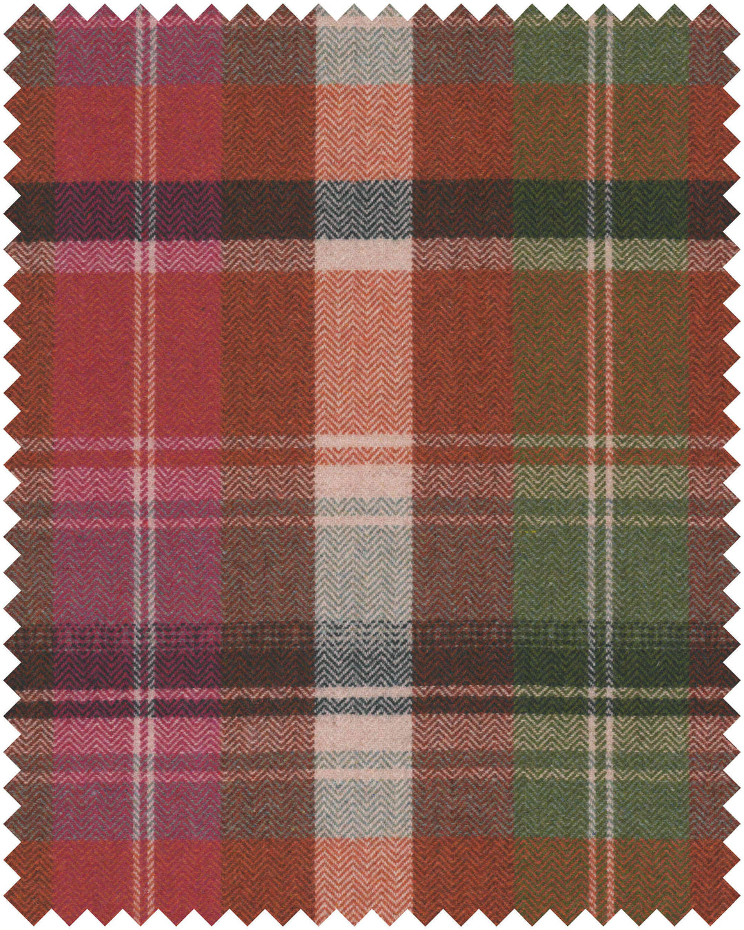 KERSCHDORF Plaid Carrot Woven Fabric (FB00199) by Mind The Gap | FB00199 | TRANSYLVANIAN RHAPSODY | Taupe, Green, Pink, Orange | Meter | 145(±5%)x100 | (W)36 x (L)29.5cm / (W)14.1 x (L)11.6 in | 60% Wool, Other Fibers, 15% Polyester | Fabric Carolina | https://www.fabriccarolina.com/