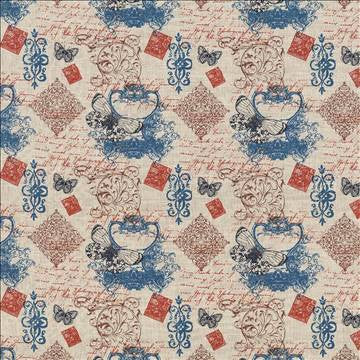 La Mariposa Turquoise by Kasmir Designer Fabric 5065 70% Cotton 30% Linen USA 15,000 Wyzenbeek Double Rubs H: 13 4/8 inches, V: 13 4/8 inches 54 - Swanky Fabrics - Kasmir