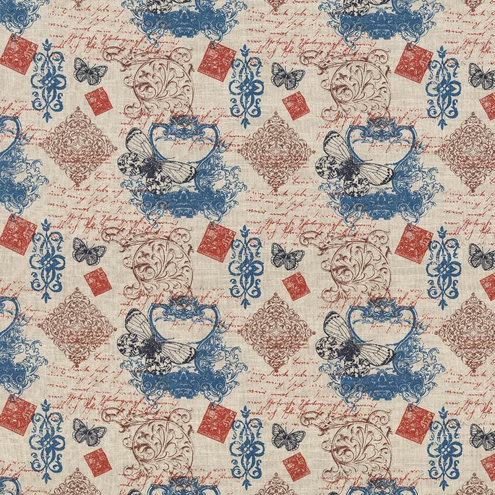 La Mariposa Turquoise by Kasmir Designer Fabric 5065 70% Cotton 30% Linen USA 15,000 Wyzenbeek Double Rubs Horizontal: 13 4/8 inches and Vertical: 13 4/8 inches 54 - Swanky Fabrics -