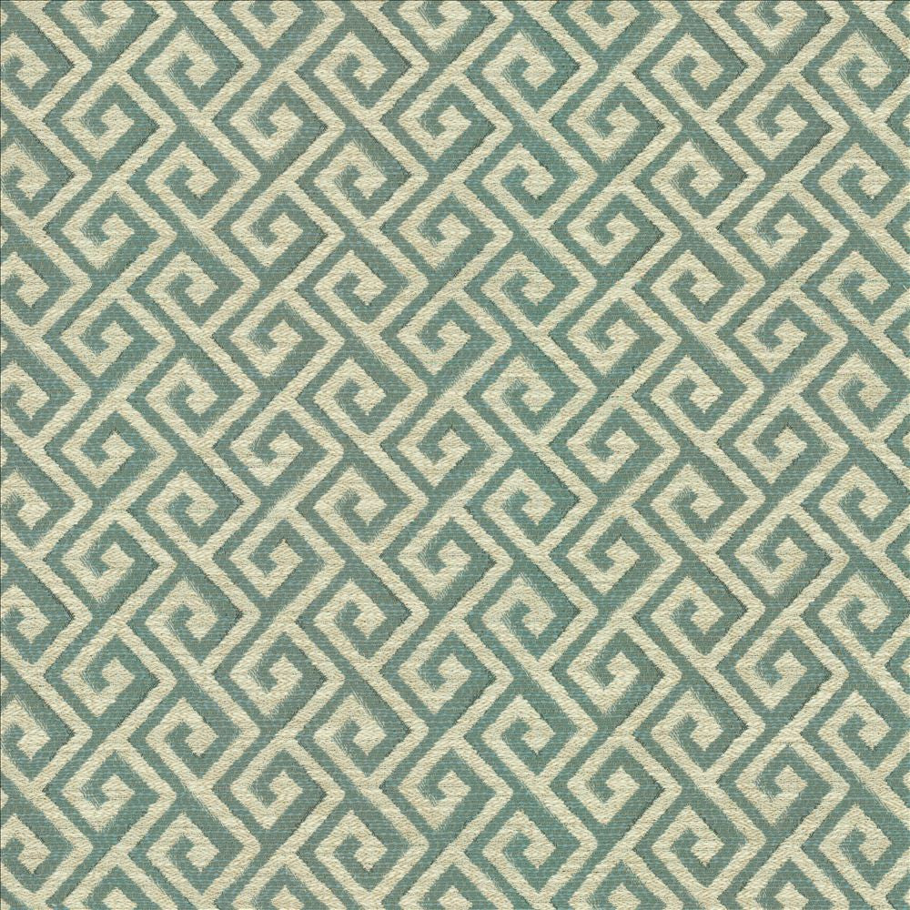 Laconia Aqua by Kasmir Designer Fabric See sample 100% Polyester
 CHINA 21,000 Wyzenbeek Double Rubs </p><p>Repeat: Horizontal: 3 inches and Vertical: 2 inches 54 - Swanky Fabrics -