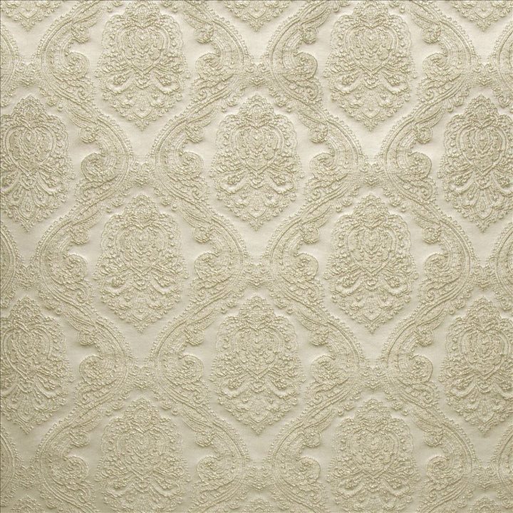 Lady In Waiting Silver by Kasmir Designer Fabric 5147 100% Polyester INDIA 30,000 Wyzenbeek Double Rubs Horizontal: 6 6/8 inches and Vertical: 6 inches 54 - Swanky Fabrics -