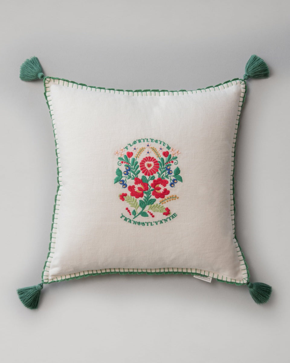 Transsilvaniae Florilegium linen embroidered pillow by Mind the Gap (LC40084), front
