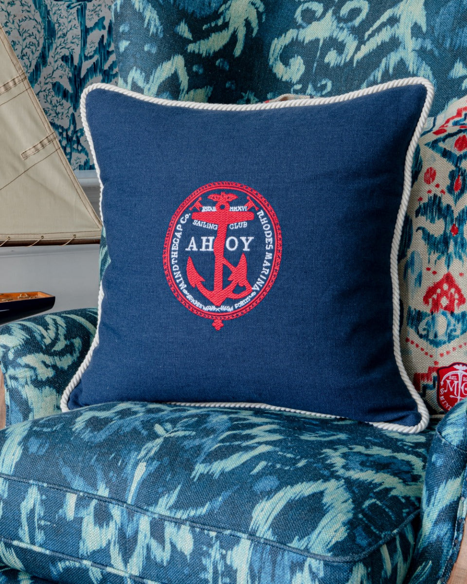 Ahoy! linen embroidered pillow by Mind the Gap (LC40103), view 6