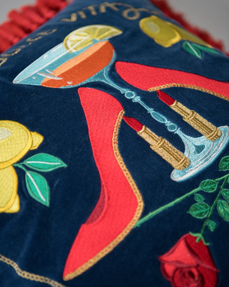 La Dolce Vita embroidered velvet pillow by Mind the Gap (LC40211), view 5