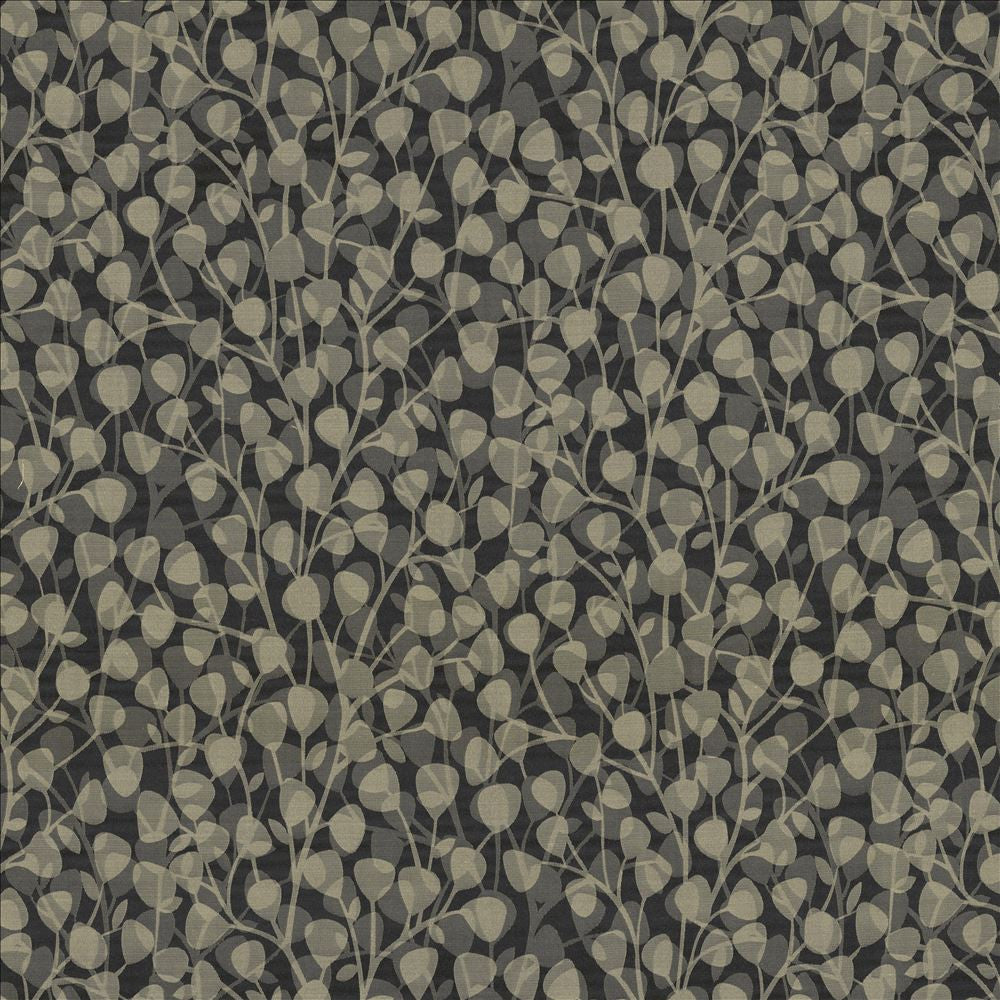 Leaf Overlay Carbon by Kasmir Designer Fabric See sample 100% Polyester
 USA 39,000 Wyzenbeek Double Rubs </p><p>Repeat: Horizontal: 29 2/8 inches and Vertical: 32 2/8 inches 53 - Swanky Fabrics -