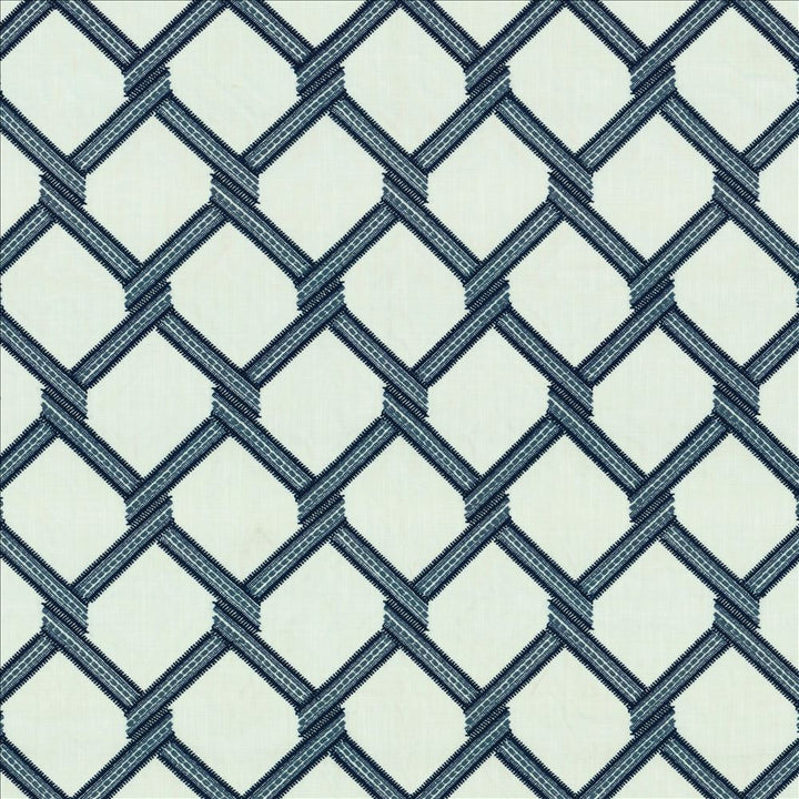 Link Navy by Kasmir Designer Fabric 5156 73% Polyester 27% Cotton INDIA Not Tested Horizontal: 6 4/8 inches and Vertical: 9 2/8 inches 54 - Swanky Fabrics -