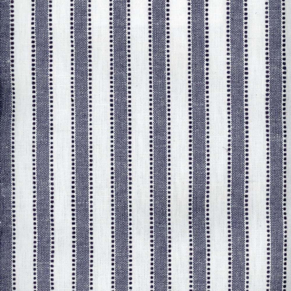 Madaket Stripe Navy by Roth & Tompkins Fabric - 42% Cotton 41% Polyester 12% Viscoe 5% Linen - India - 50,001-100,000 double rubs - 54" - Fabric Carolina -