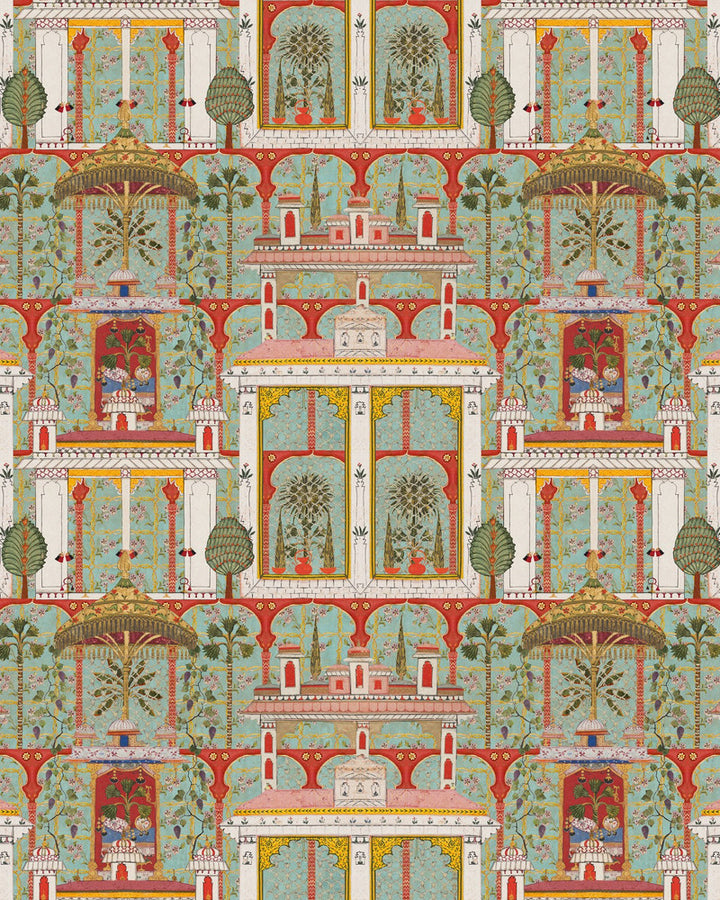 Majorelle Garden Agate Wallpaper by Mind the Gap Designer Wallpaper TALES OF MAGHREB Textured Matte Made in Europe Paste the wall 3 rolls x 20.5 x 3.25 yards - Swanky Fabrics -