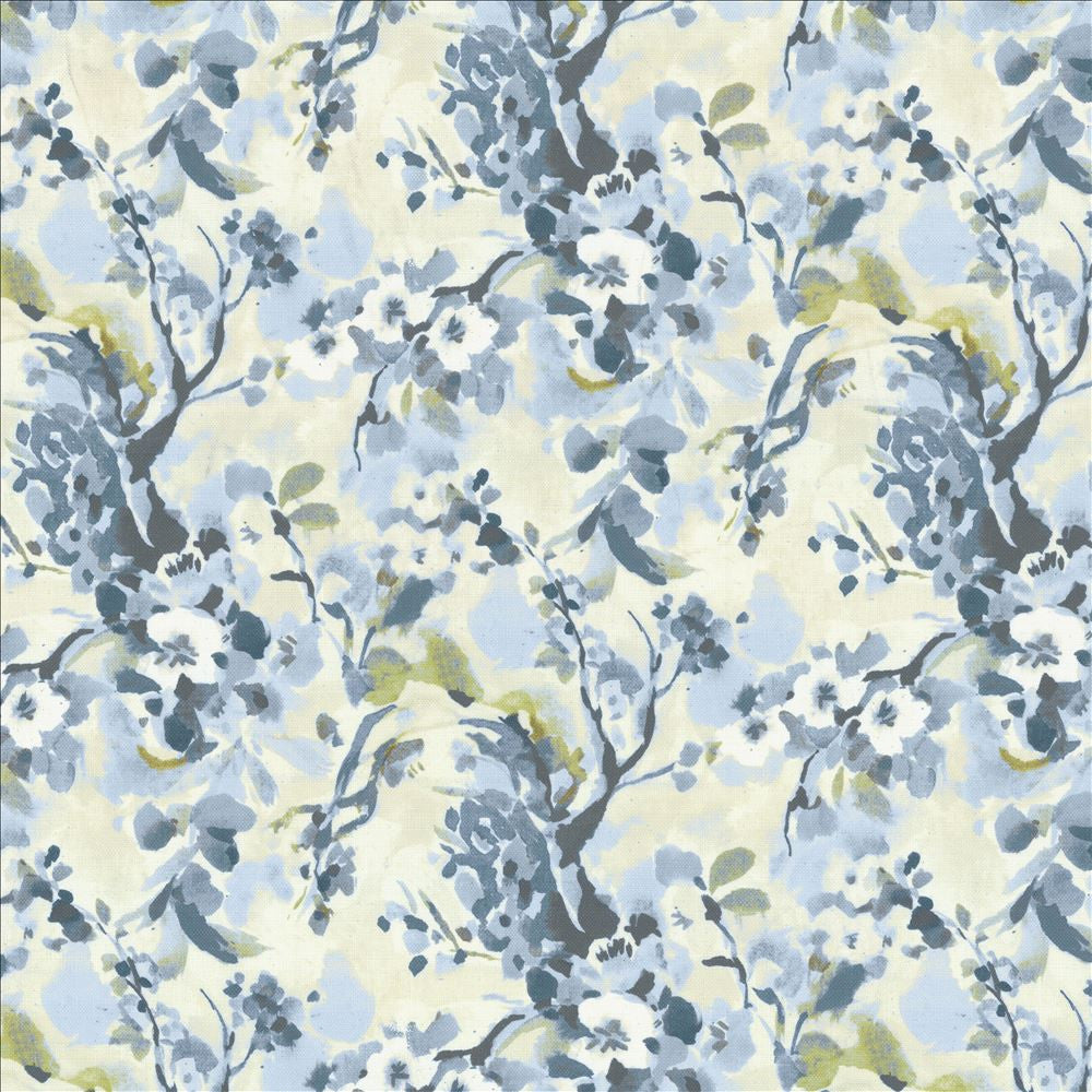 Manhattan Floral Sky Mist by Kasmir Designer Fabric 1472 100% Cotton
 SOUTH KOREA 9,000 Wyzenbeek Double Rubs </p><p>Repeat: Horizontal: 27 2/8 inches and Vertical: 24 2/8 inches 54 - Swanky Fabrics -
