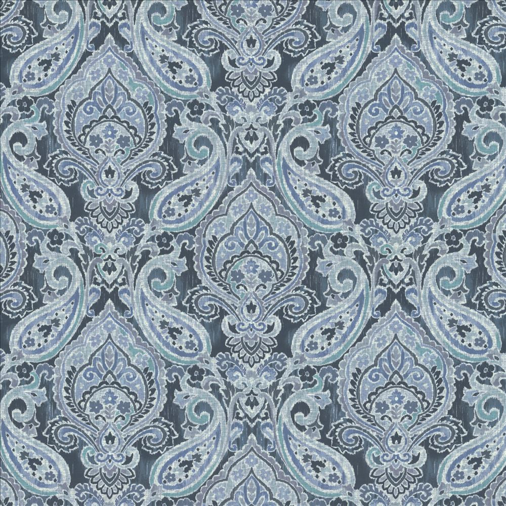 Margot Denim by Kasmir Designer Fabric See sample 100% Polyester
 CHINA 30,000 Wyzenbeek Double Rubs </p><p>Repeat: Horizontal: 27 inches and Vertical: 26 inches 53 - Swanky Fabrics -