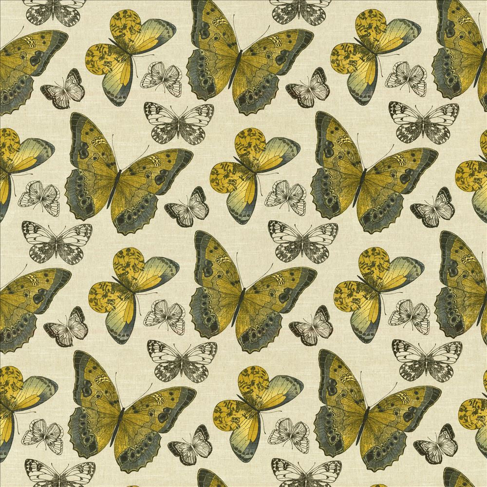 Mariposa Jardin Citron by Kasmir Designer Fabric 5062 70% Cotton
30% Linen
 USA </p><p>Repeat: Horizontal: 27 inches and Vertical: 27 inches 54 - Swanky Fabrics -