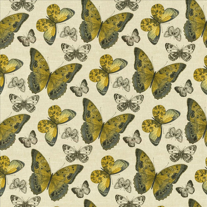 Mariposa Jardin Citron  by Kasmir Designer Fabric 5062 70% Cotton
30% Linen
 USA 15,000 Wyzenbeek Double Rubs Horizontal: 27 inches and Vertical: 27 inches 54  - Swanky Fabrics -
