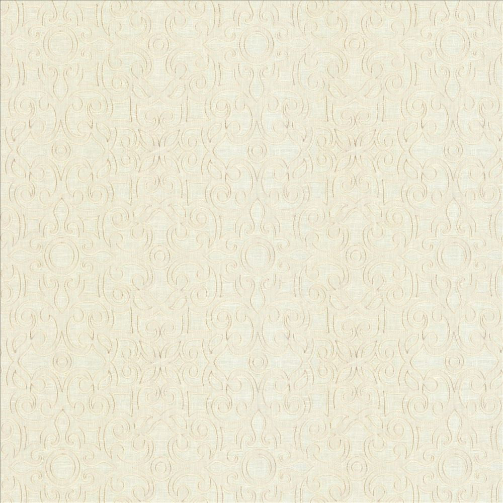 Marvelous Scroll Ivory by Kasmir Designer Fabric See sample 70% Polyester
30% Cotton
 INDIA Not Tested </p><p>Repeat: Horizontal: 10 inches and Vertical: 9 inches 51 - Swanky Fabrics -