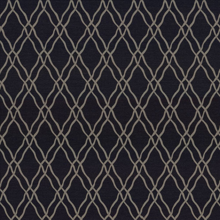 Meander Trellis Charcoal by Kasmir Designer Fabric See sample 100% Polyester
 CHINA 15,000 Wyzenbeek Double Rubs </p><p>Repeat: Horizontal: 3 4/8 inches and Vertical: 7 6/8 inches 56 - Swanky Fabrics -