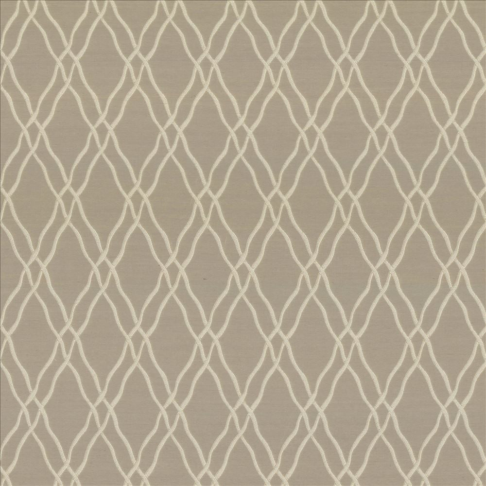 Meander Trellis Flax by Kasmir Designer Fabric 5066 100% Polyester CHINA 15,000 Wyzenbeek Double Rubs Horizontal: 3 4/8 inches and Vertical: 7 6/8 inches 56 - 57 - Swanky Fabrics -
